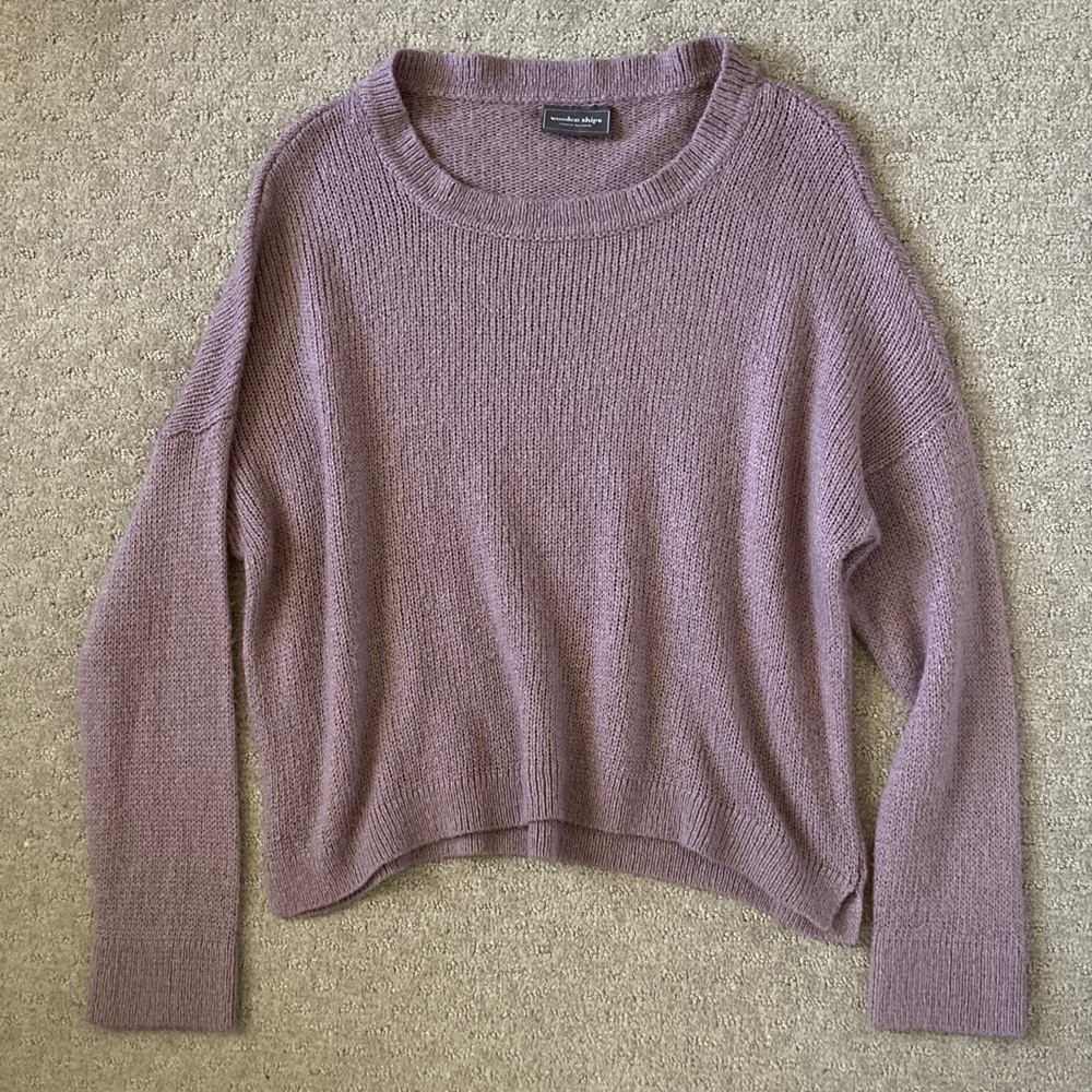 WOODEN SHIPS light purple mohair-blend sweater, S/M.